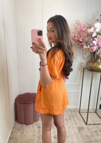 Lola cotton playsuit Orange