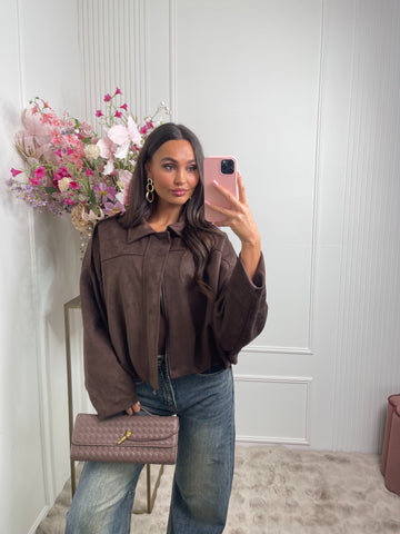 romee suede jacket chocolate brown
