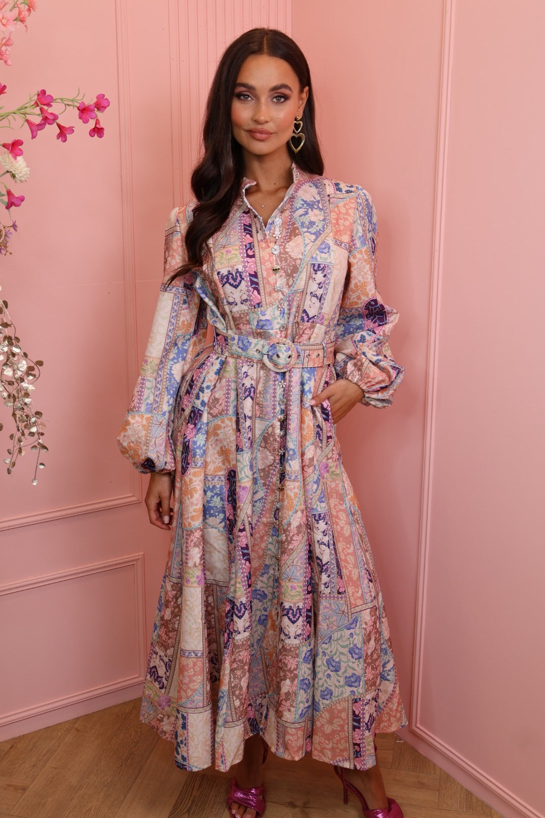 Julie chique long print dress