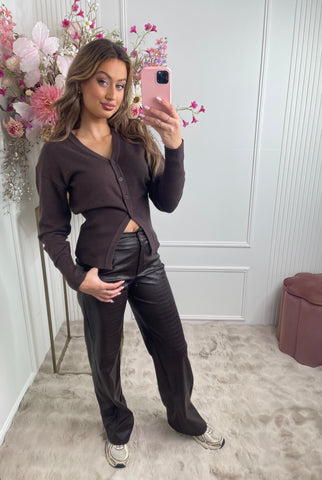 leather snake print pants dark brown