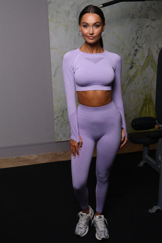 Open back long sleeve sport set lila