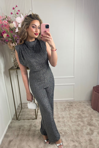 Sydney glitter jumpsuit silver
