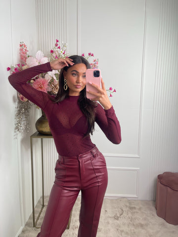 Romy mesh diamonds body bordeaux red