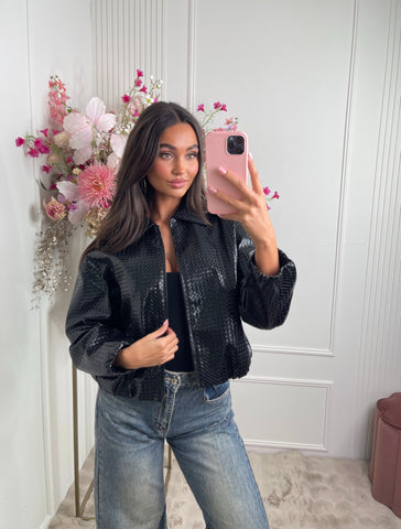 Kaylee leather print jacket black