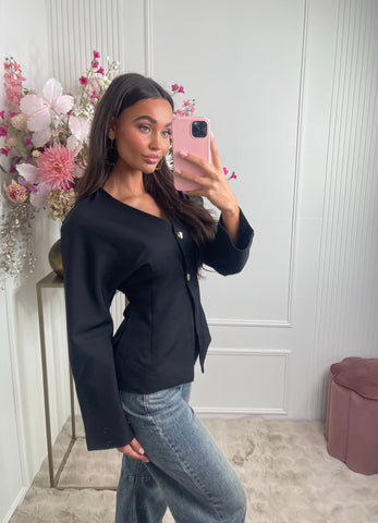 cinched waist blazer black