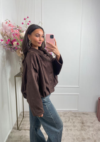 romee suede jacket chocolate brown