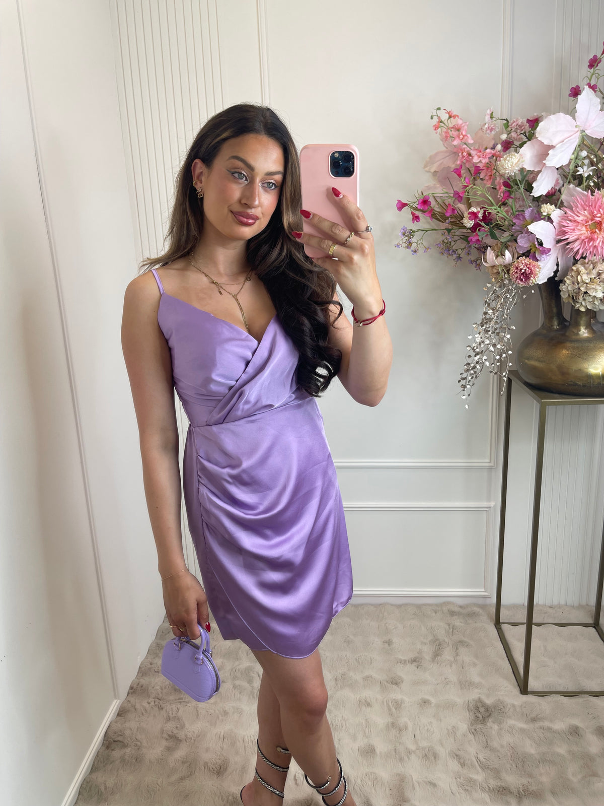 Satin dress lila