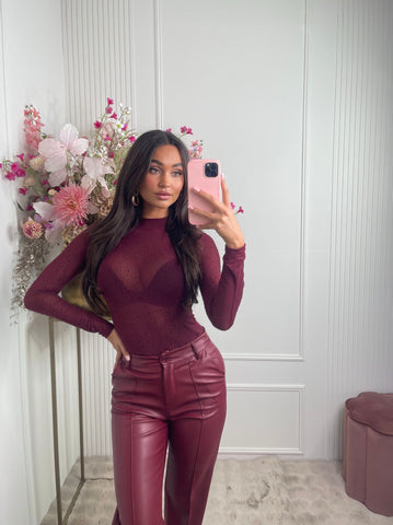 Romy mesh diamonds body bordeaux red