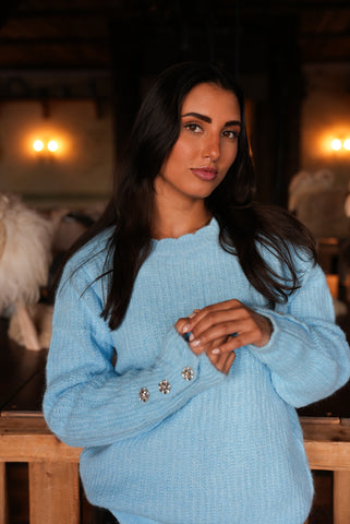 rowenna baby blue knit sweater