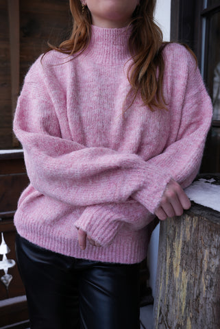 pink knit sweater lurex