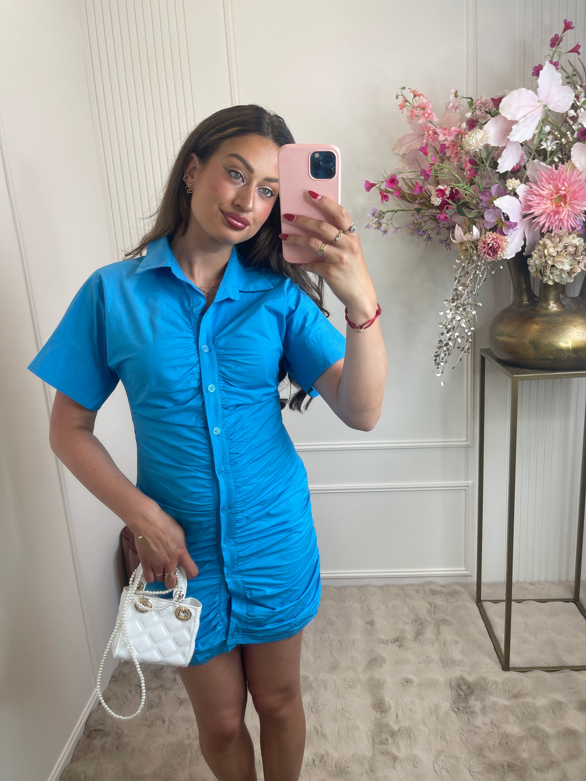 Jade blouse dress ocean blue