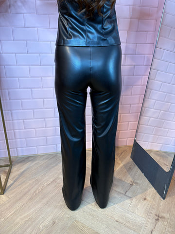 all day leather pants black