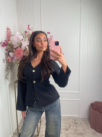 cinched waist blazer black
