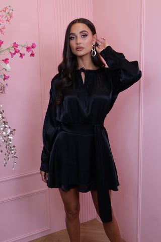 Rosalie satin dress black