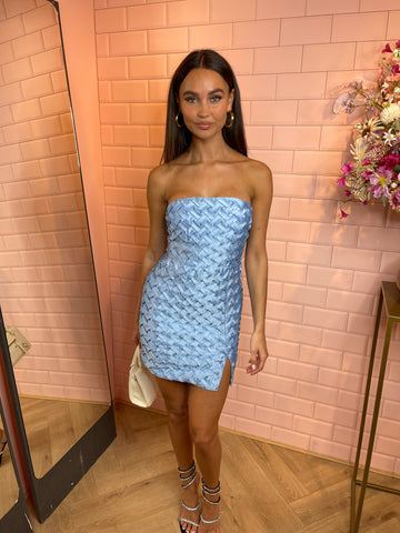 Alexis strapless dress baby blue
