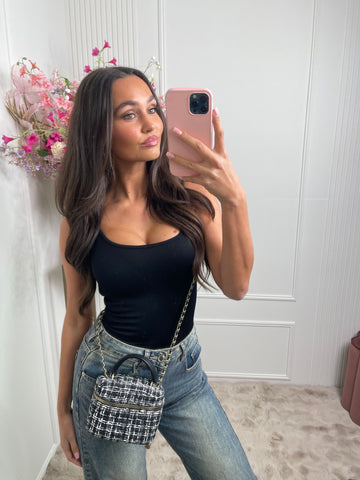 tweed vanity bag black/white