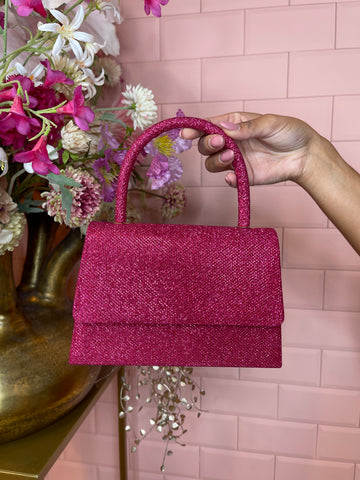 glitter bag fuchsia pink