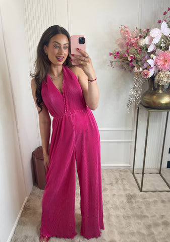 Beau rib jumpsuit fuchsia pink
