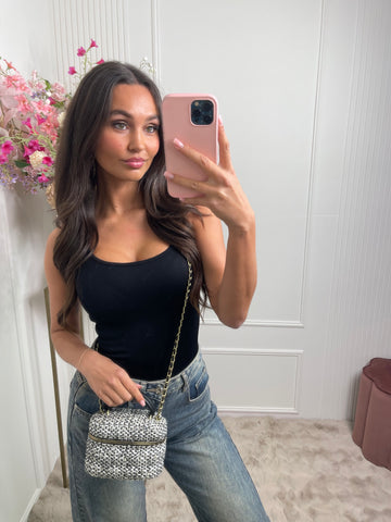 tweed vanity bag white/black