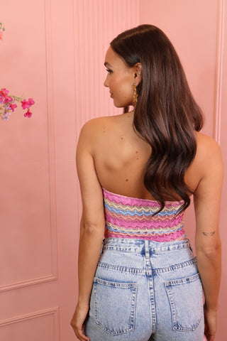 star zig zag strapless body pastel colour