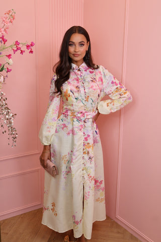 pink/lila long flower dress