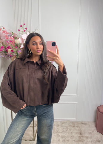 romee suede jacket chocolate brown