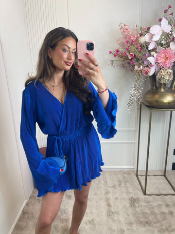 Rib playsuit kobalt blue