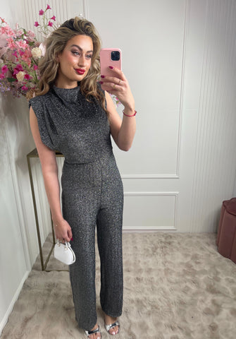 Sydney glitter jumpsuit silver
