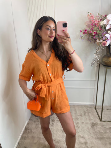 Lola cotton playsuit Orange