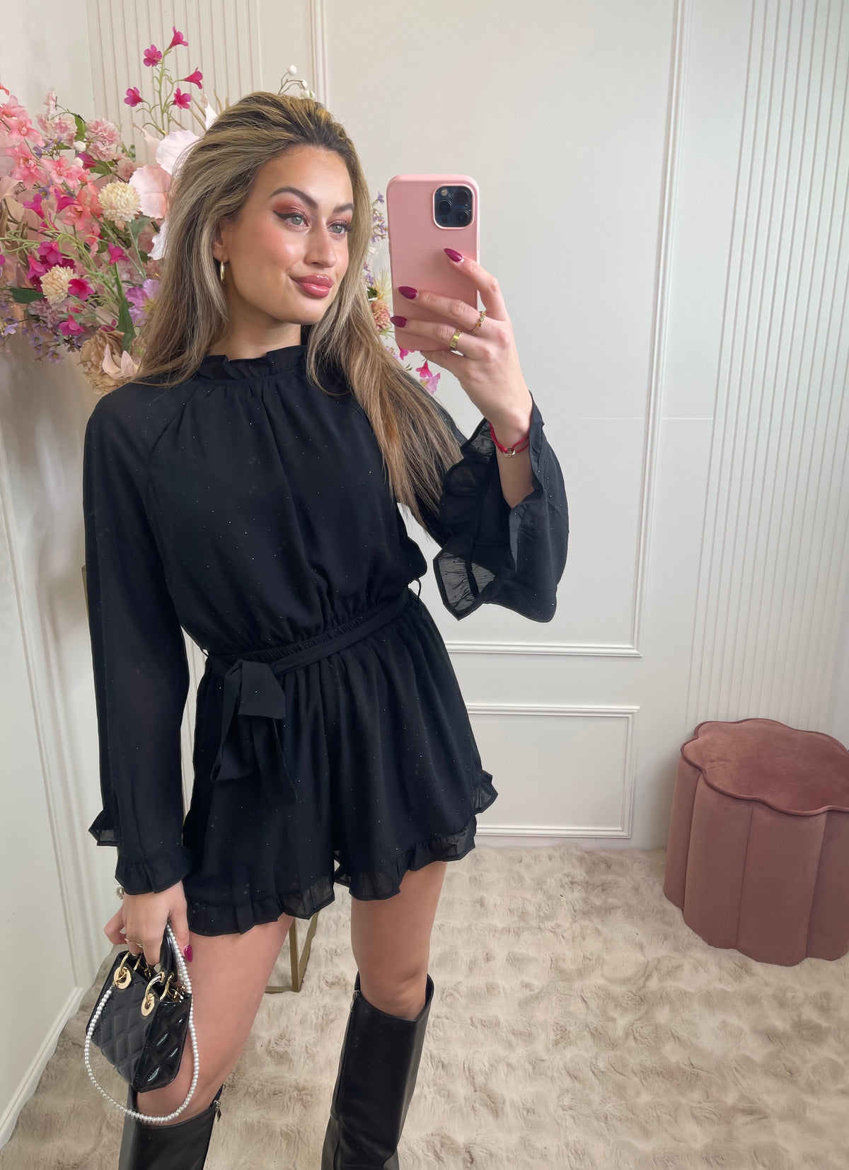 lotte dots open back playsuit black