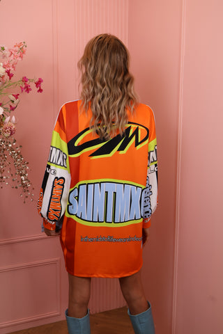 Roxanne print t-shirt dress orange