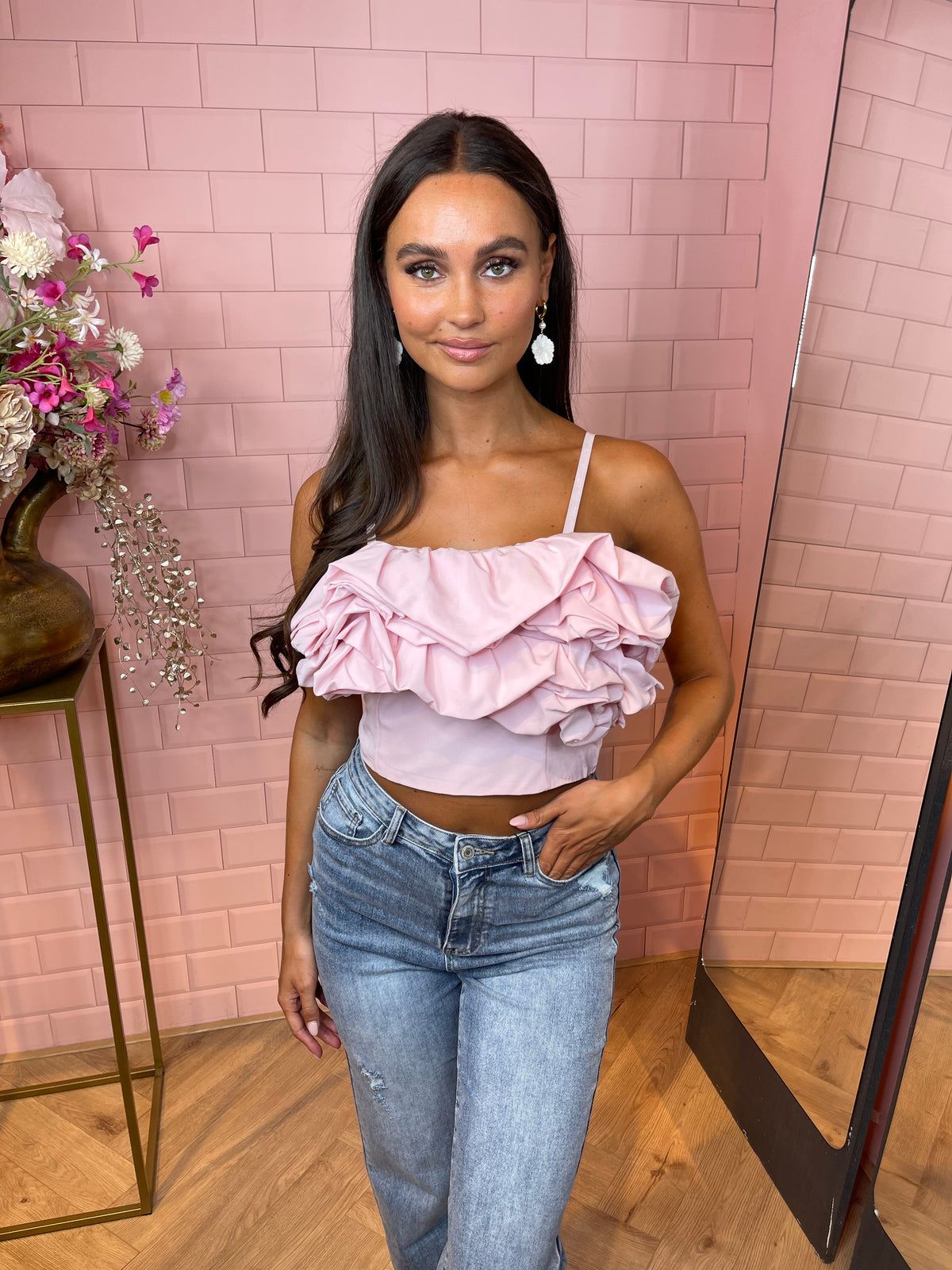 ruffle top baby pink