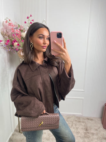 romee suede jacket chocolate brown