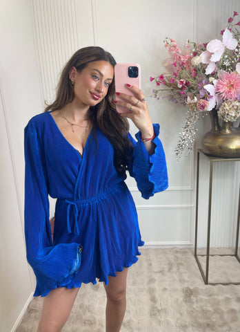 Rib playsuit kobalt blue