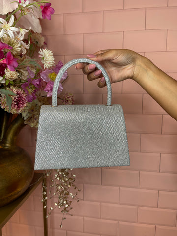 glitter bag silver