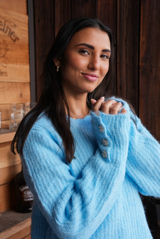 rowenna baby blue knit sweater