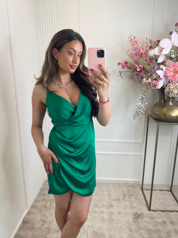 Satin dress green