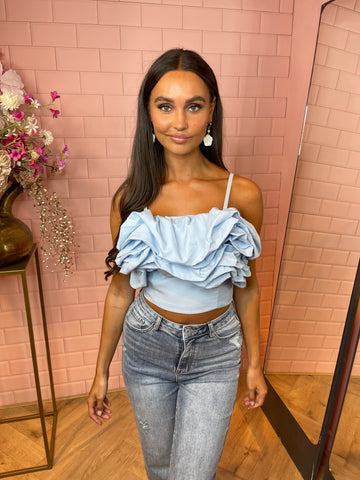 Ruffle top baby blue