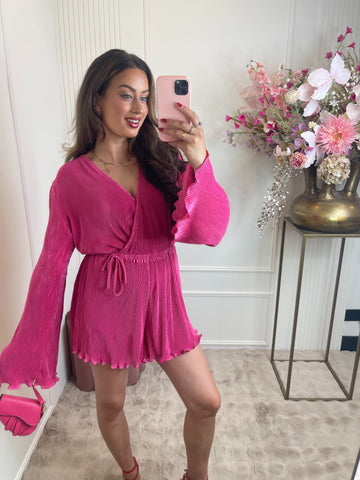 Rib playsuit fuchsia pink