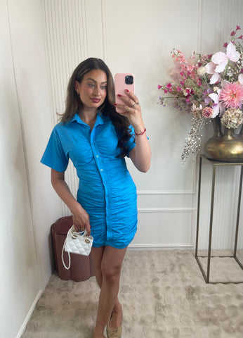 Jade blouse dress ocean blue