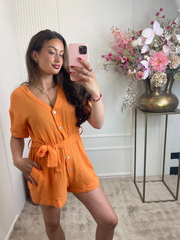 Lola cotton playsuit Orange