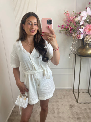 Lola cotton playsuit white