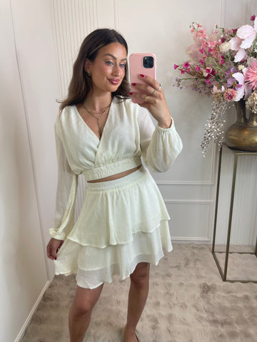 Silver diamond dots skirt creme