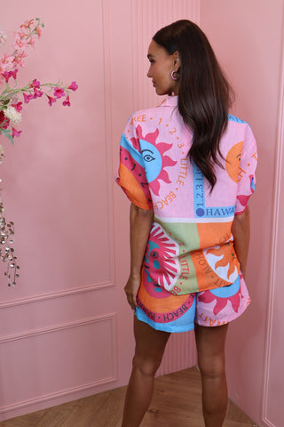 vacation pink two pieces set