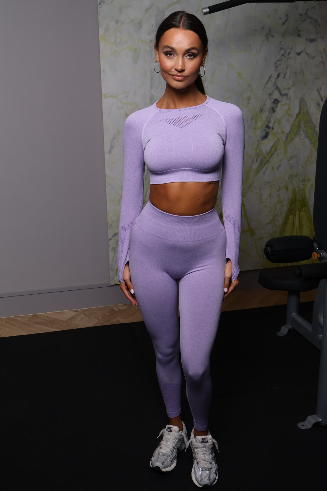 Open back long sleeve sport set lila