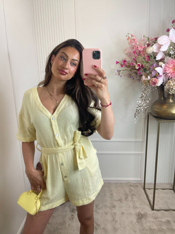 Lola cotton playsuit butter yellow