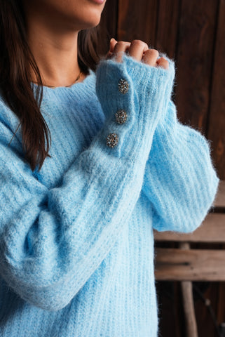 rowenna baby blue knit sweater