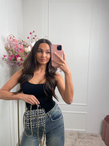 tweed vanity bag black/white