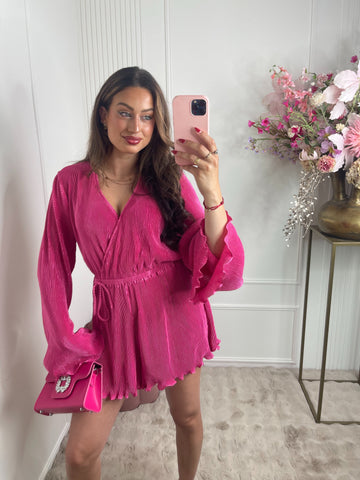 Rib playsuit fuchsia pink