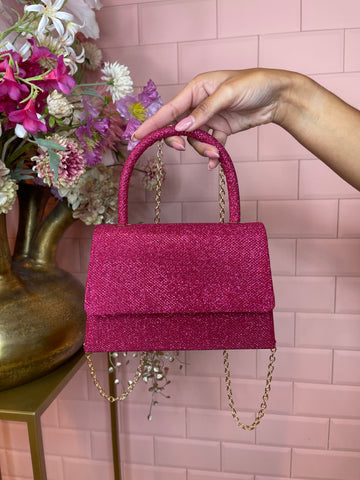 glitter bag fuchsia pink